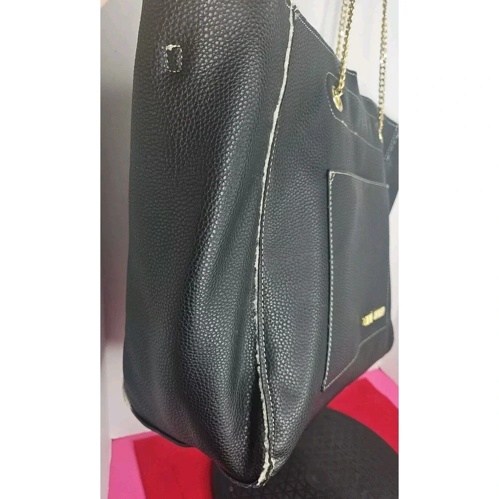 Steve Madden Black Faux Leather & Sherpa Travel Laptop Weeknd Bag‎ Large